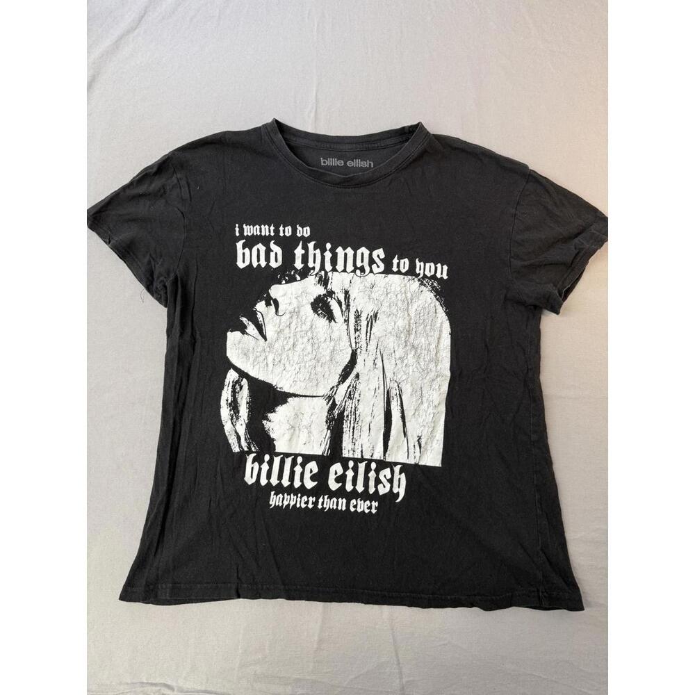 Faded Billie Eilish T-shirt Happier Than Ever Album Tee - L